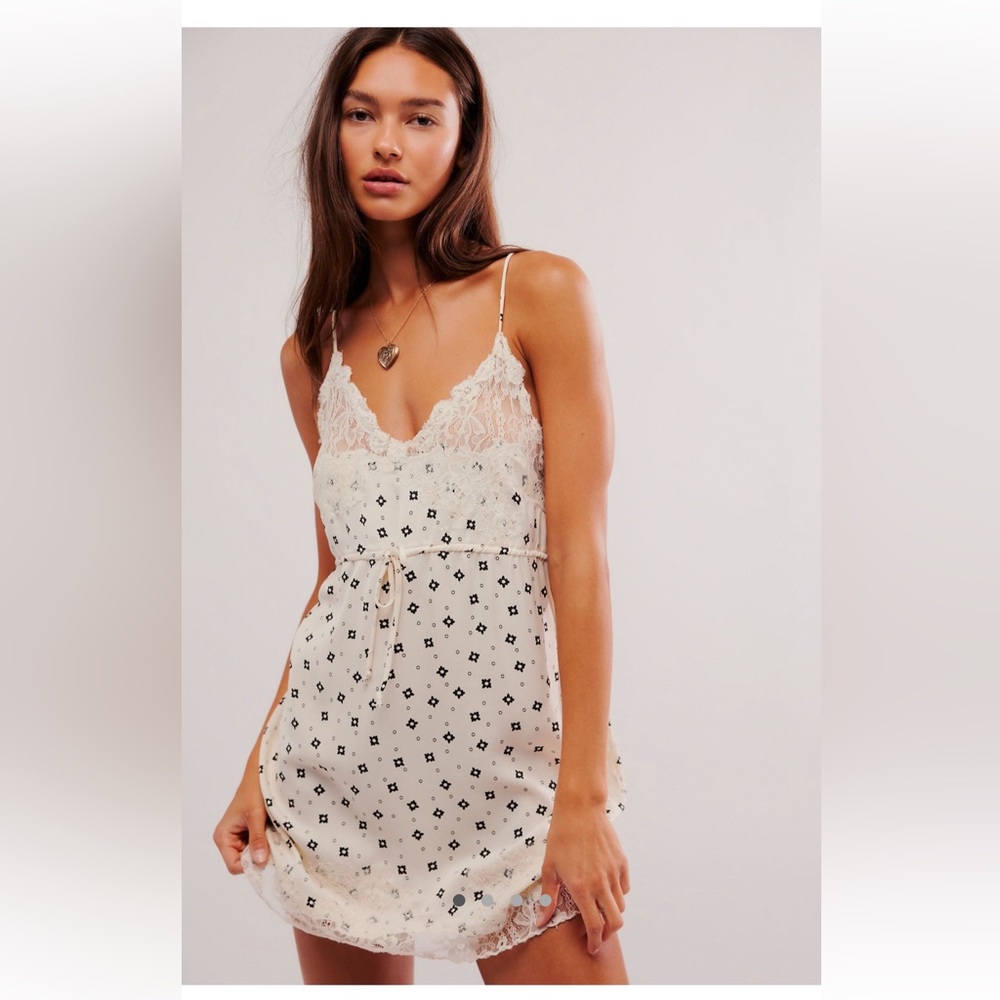 Free People Now or Never Mini Slip Dress with Lace